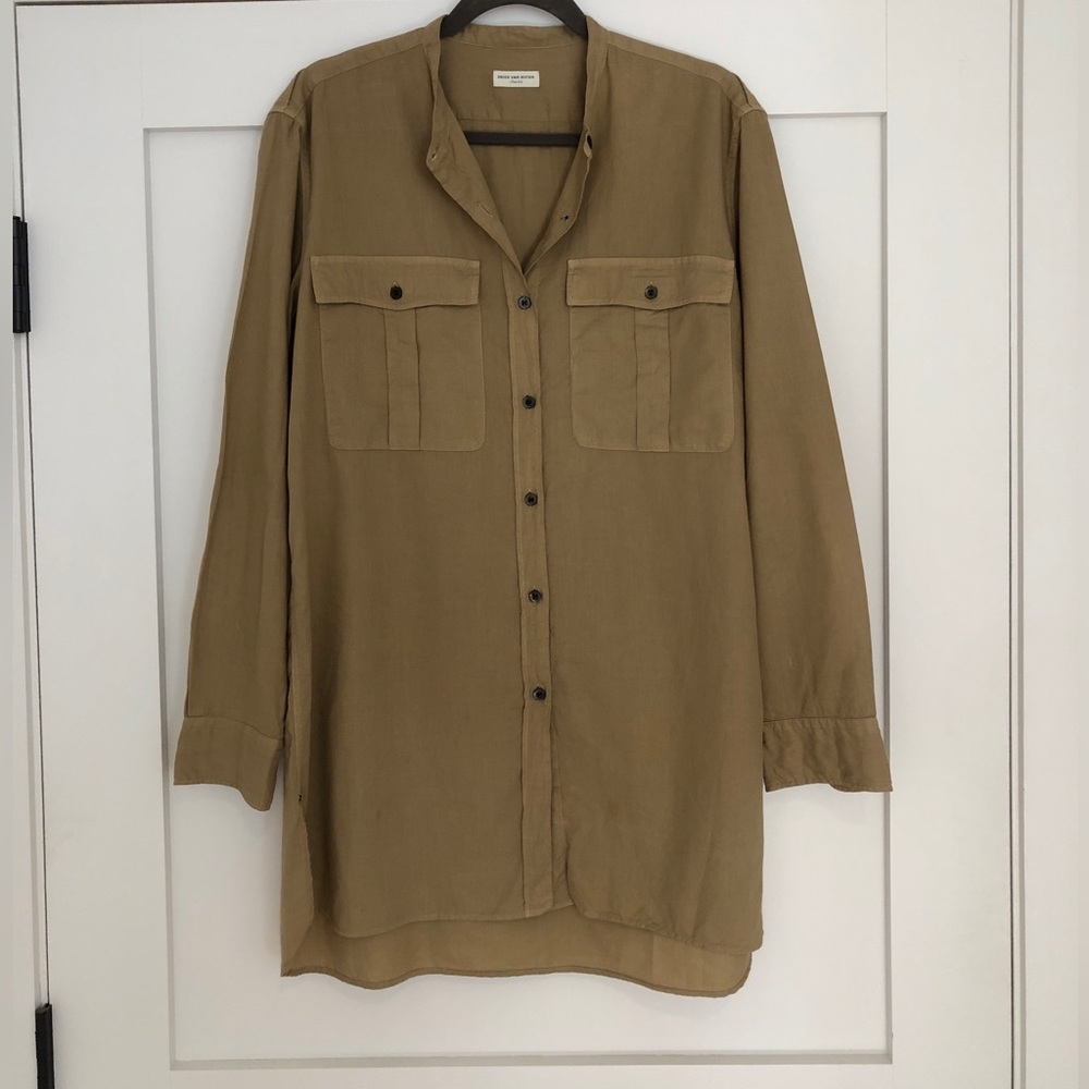 Dries van Noten tan cotton summer shirt